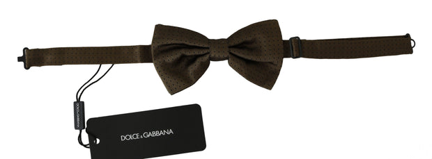 Elegant Brown Polka Dot Silk Bow Tie Dolce & Gabbana