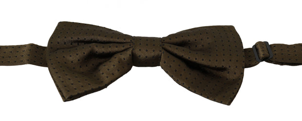 Elegant Brown Polka Dot Silk Bow Tie Dolce & Gabbana