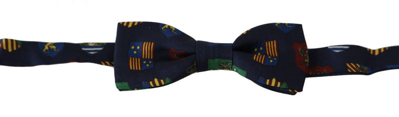 Exquisite Silk Bow Tie in Blue Flags Print Dolce & Gabbana