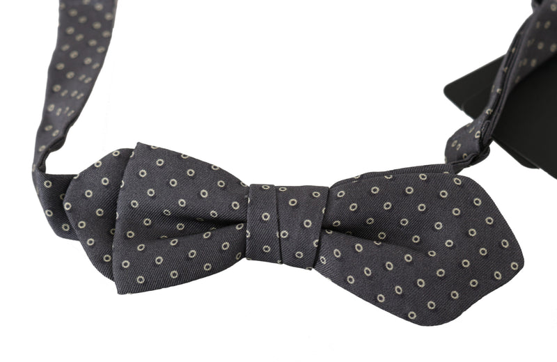 Elegant Silk Gray Circle Pattern Bow Tie Dolce & Gabbana