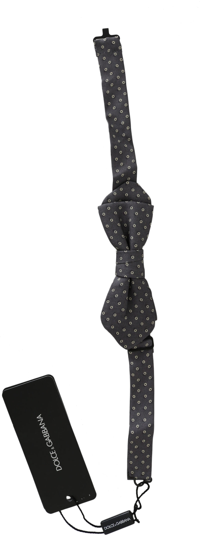 Elegant Silk Gray Circle Pattern Bow Tie Dolce & Gabbana