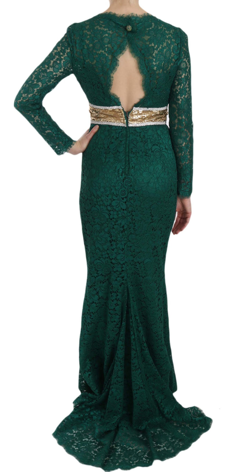 Emerald Elegance Long Sleeve Floor-Length Dress Dolce & Gabbana