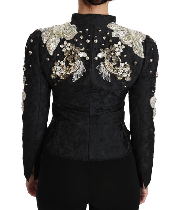 Elegant Black Silver Baroque Jacket Dolce & Gabbana