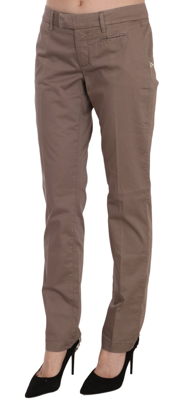 Chic Brown Straight Cut Trousers Dondup