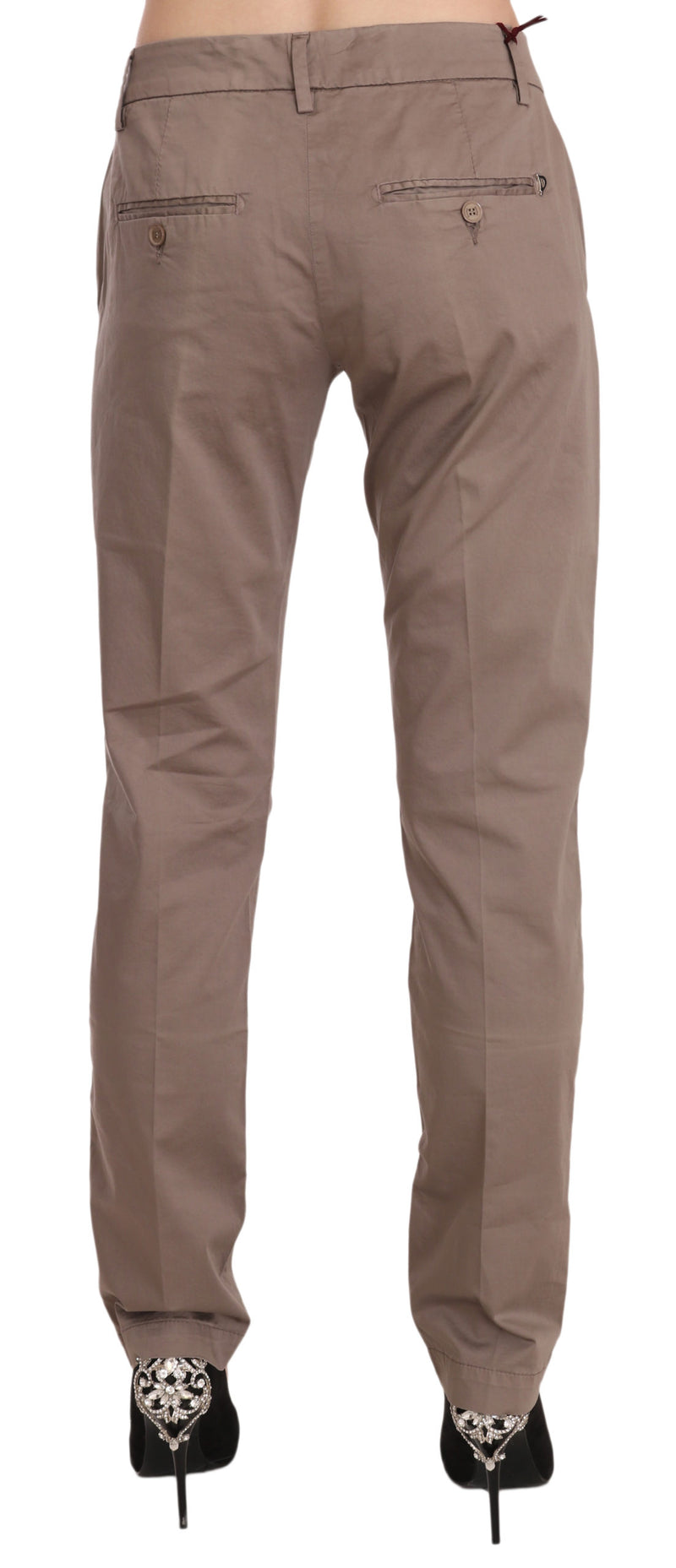 Chic Brown Straight Cut Trousers Dondup