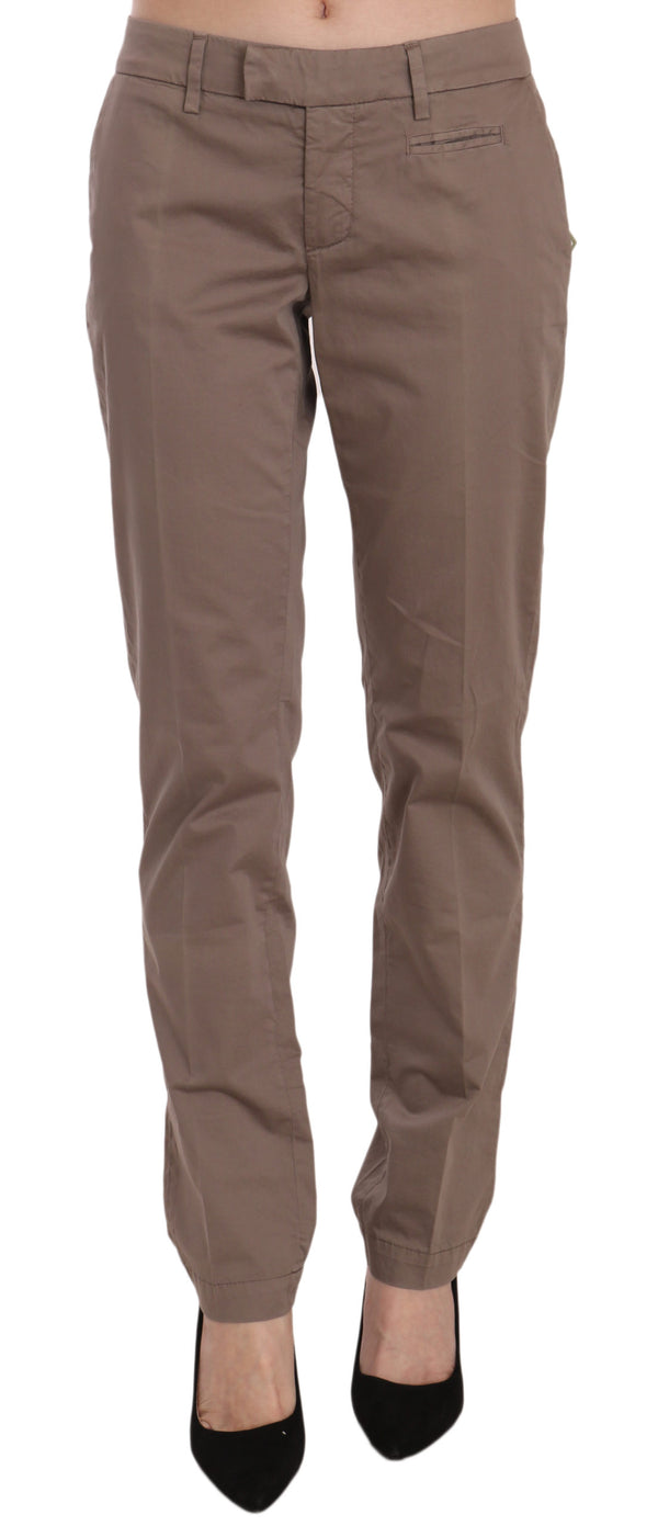 Chic Brown Straight Cut Trousers Dondup