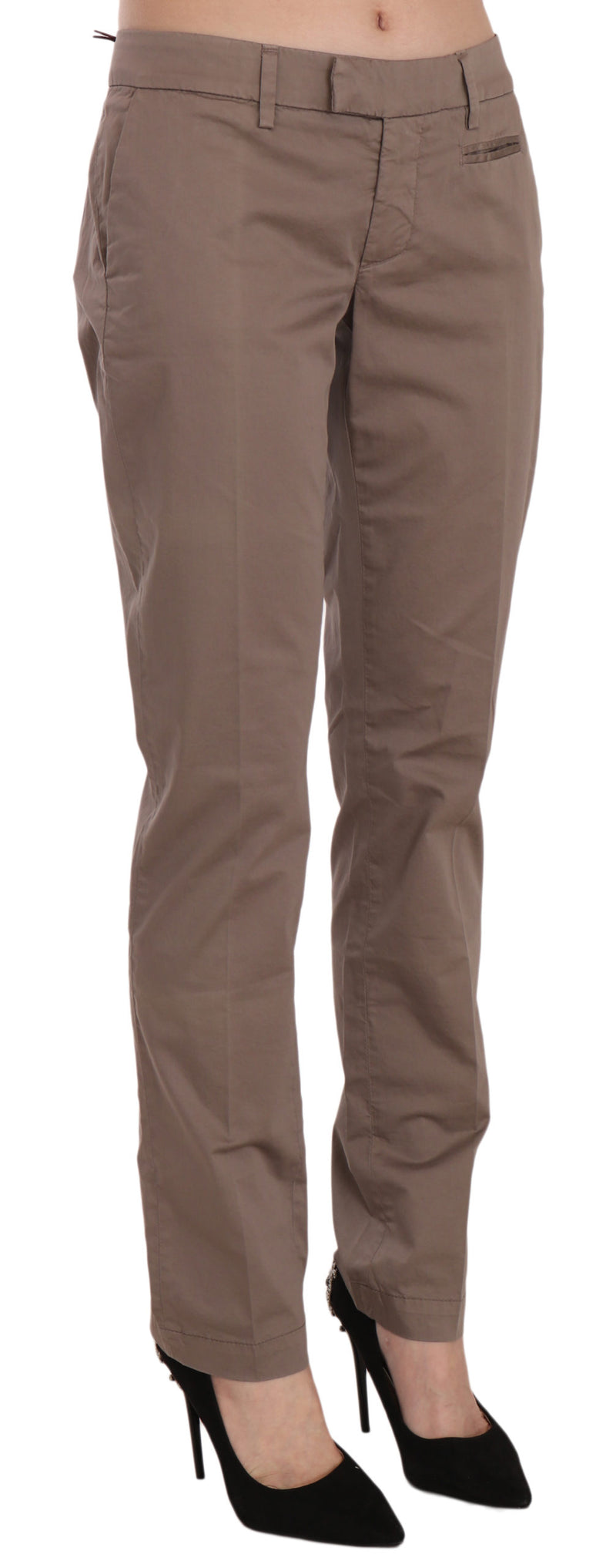 Chic Brown Straight Cut Trousers Dondup