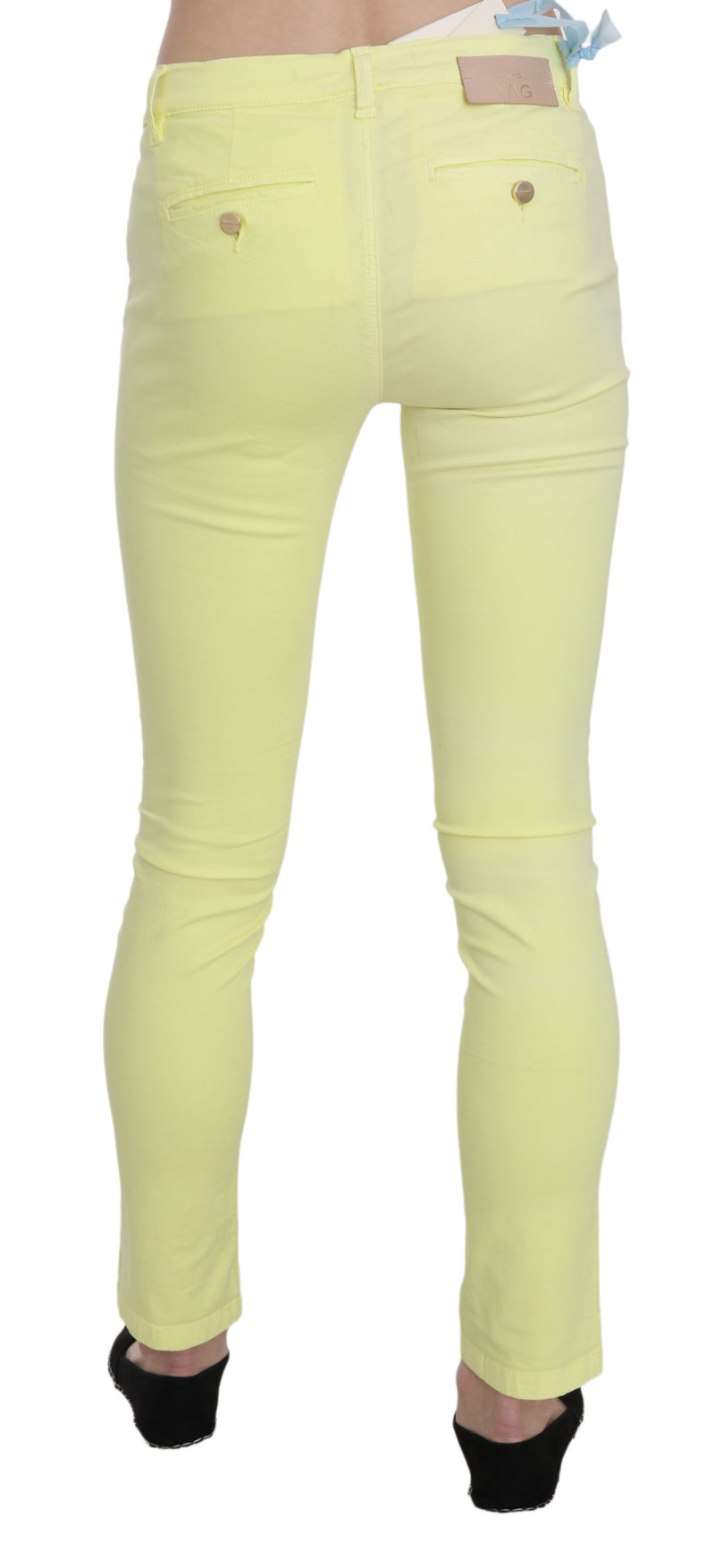Chic Yellow Low Waist Skinny Casual Trousers PINKO