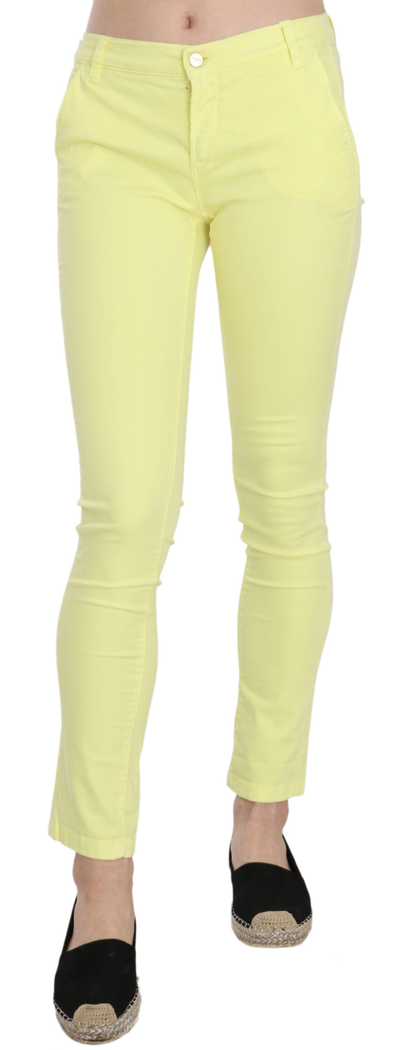 Chic Yellow Low Waist Skinny Casual Trousers PINKO