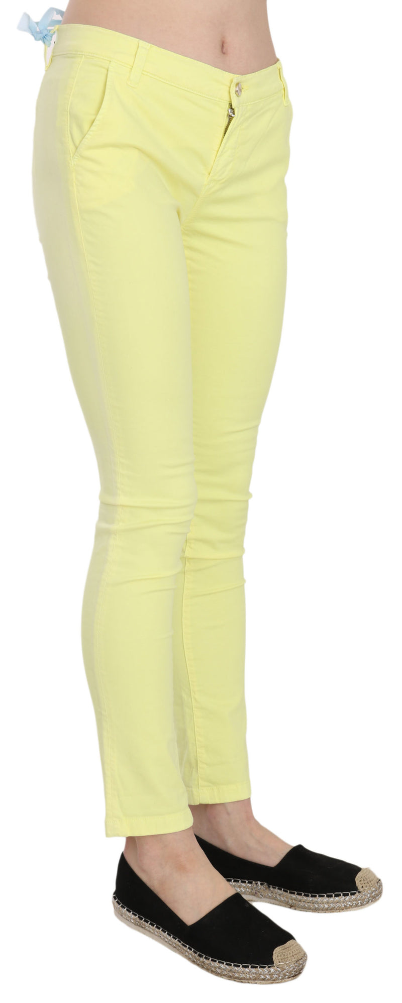 Chic Yellow Low Waist Skinny Casual Trousers PINKO