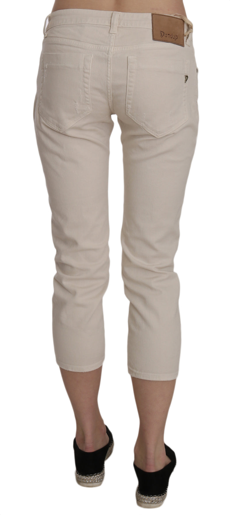 Beige Low Waist Skinny Cropped Capri Pants Dondup