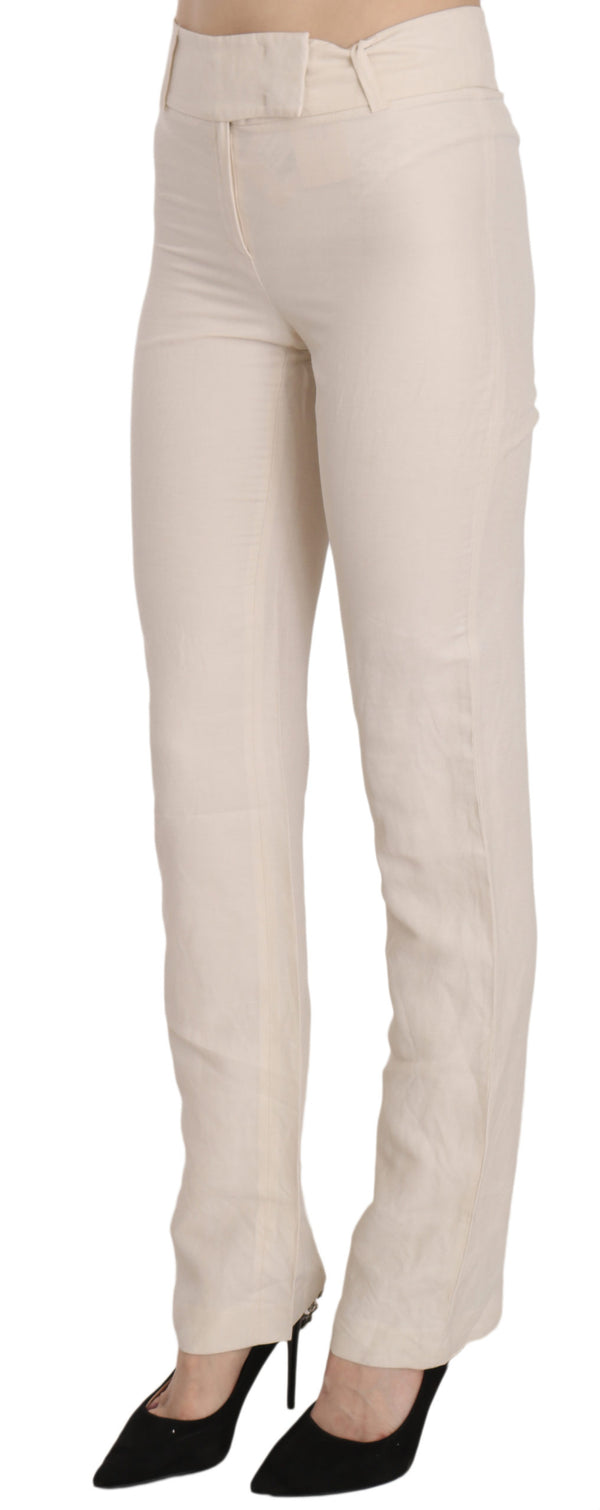 Elevated White High Waist Flared Trousers LAUREL