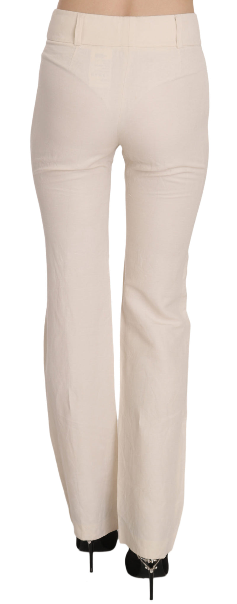 Elevated White High Waist Flared Trousers LAUREL