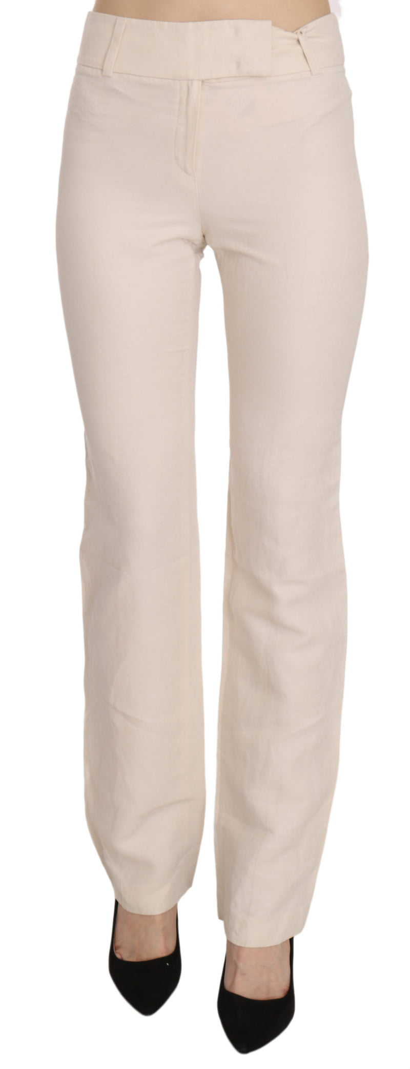 Elevated White High Waist Flared Trousers LAUREL