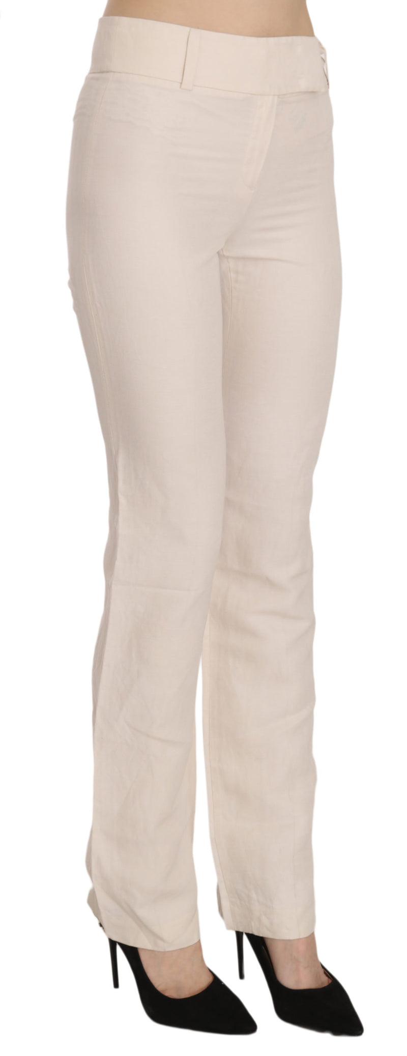 Elevated White High Waist Flared Trousers LAUREL