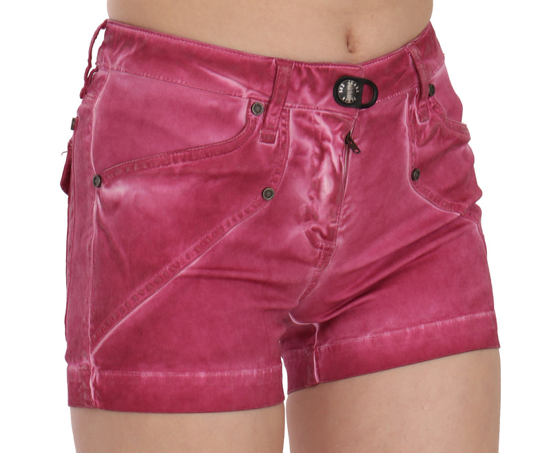 Chic Pink Washed Denim Shorts PLEIN SUD