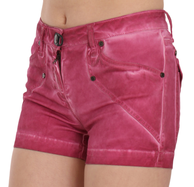 Chic Pink Washed Denim Shorts PLEIN SUD