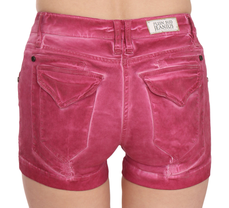 Chic Pink Washed Denim Shorts PLEIN SUD