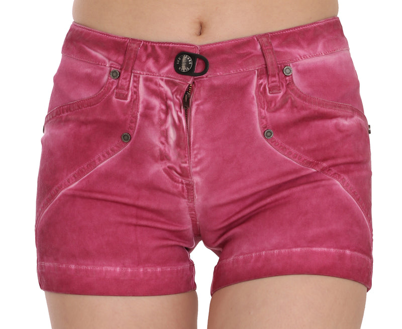 Chic Pink Washed Denim Shorts PLEIN SUD