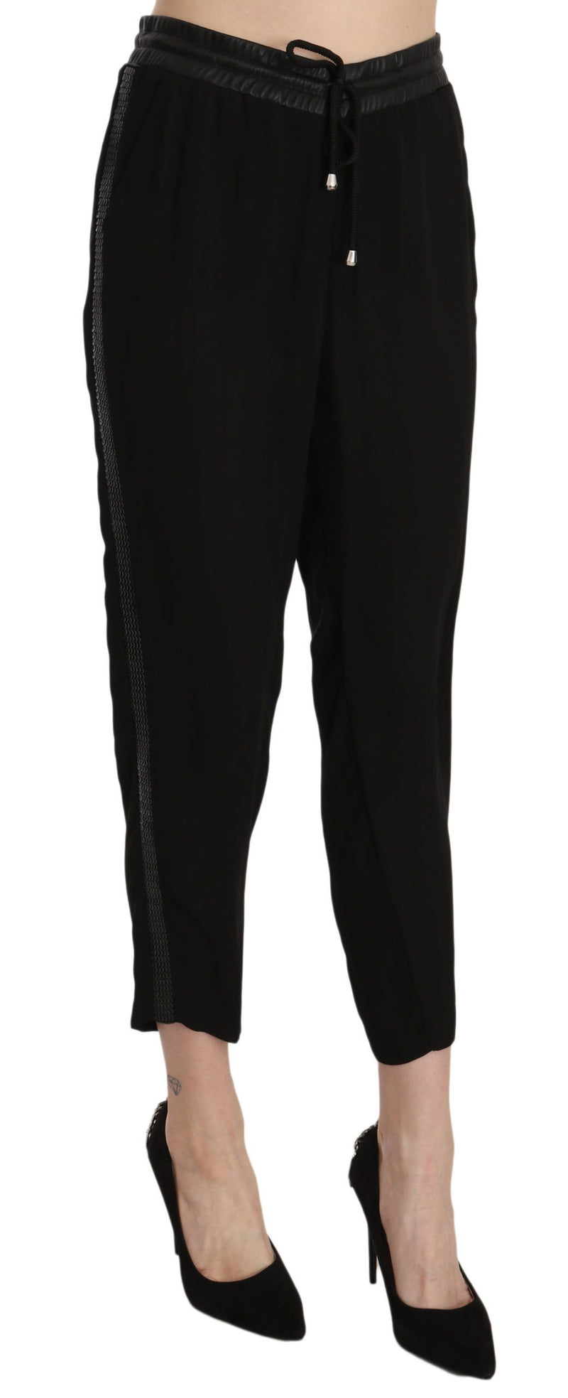 Chic High Waist Cropped Pants in Elegant Black Guess