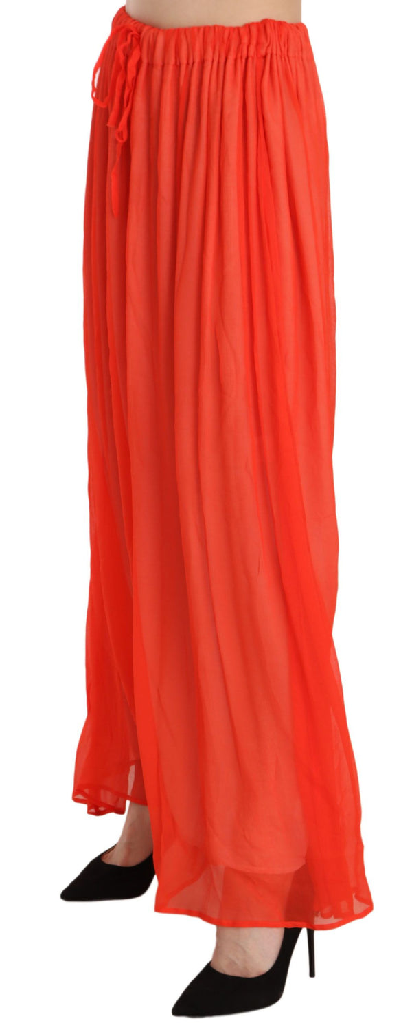 Elegant Orange Pleated Maxi Skirt Jucca