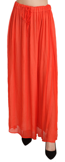 Elegant Orange Pleated Maxi Skirt Jucca