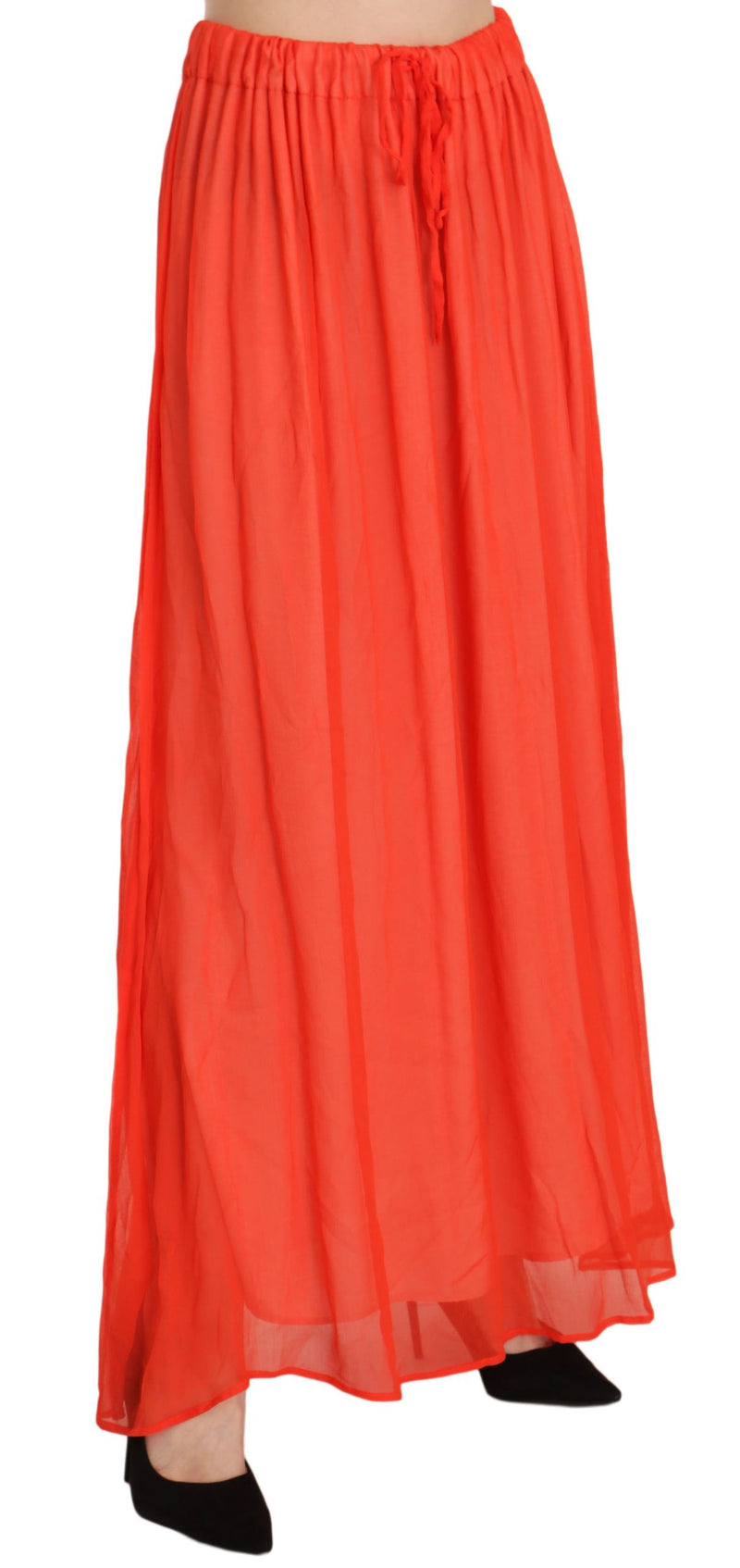 Elegant Orange Pleated Maxi Skirt Jucca