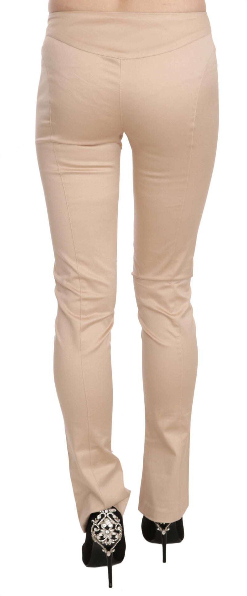 Elegant Cream Low Waist Skinny Trousers Just Cavalli