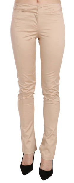 Elegant Cream Low Waist Skinny Trousers Just Cavalli