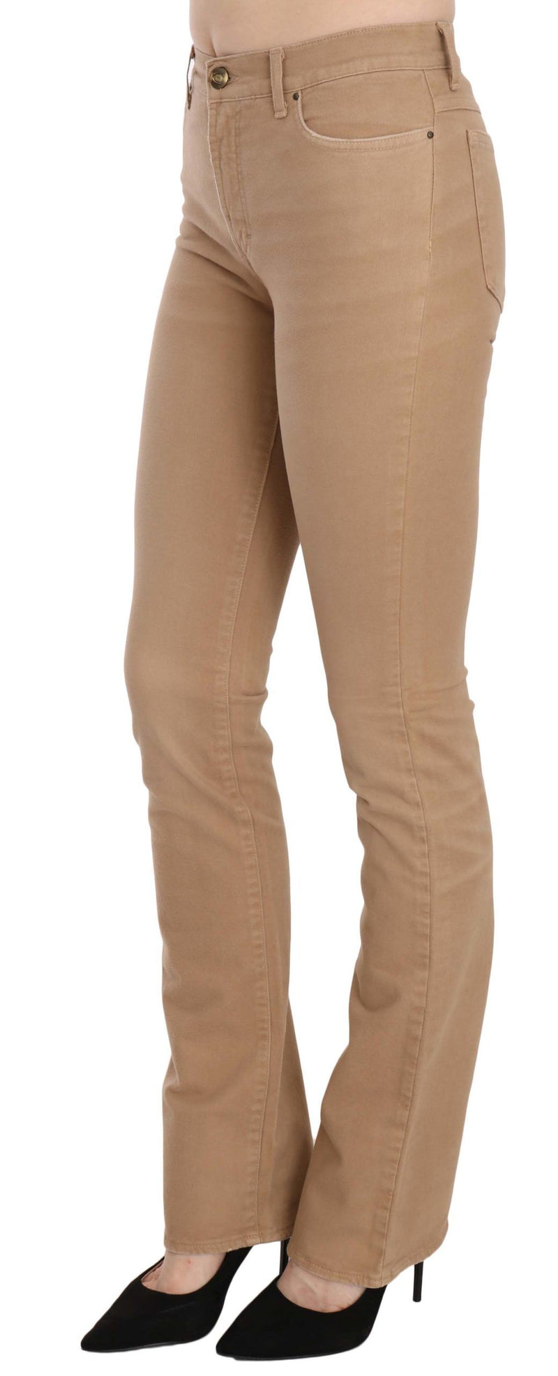 Chic Brown Mid Waist Skinny Trousers Just Cavalli