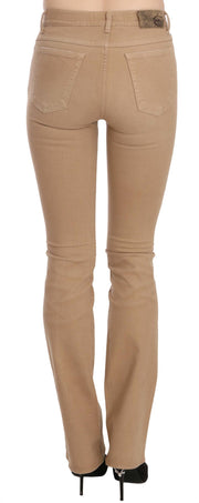 Chic Brown Mid Waist Skinny Trousers Just Cavalli