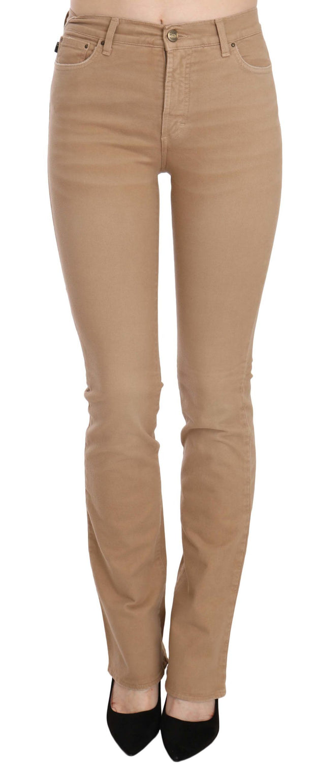 Chic Brown Mid Waist Skinny Trousers Just Cavalli