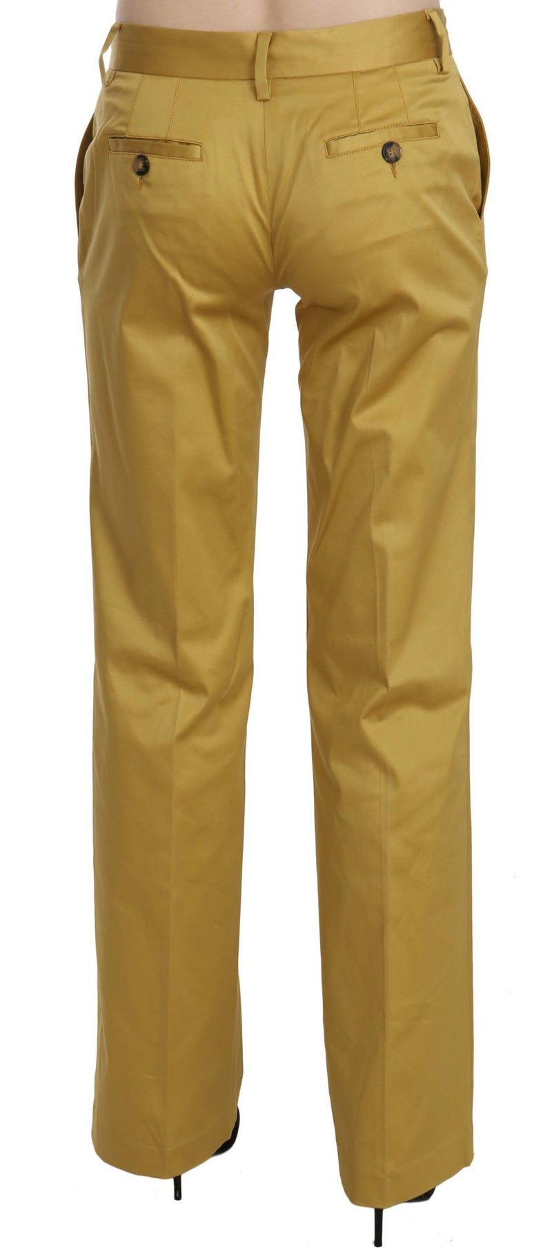 Mustard Mid Waist Tailored Cotton Pants Just Cavalli