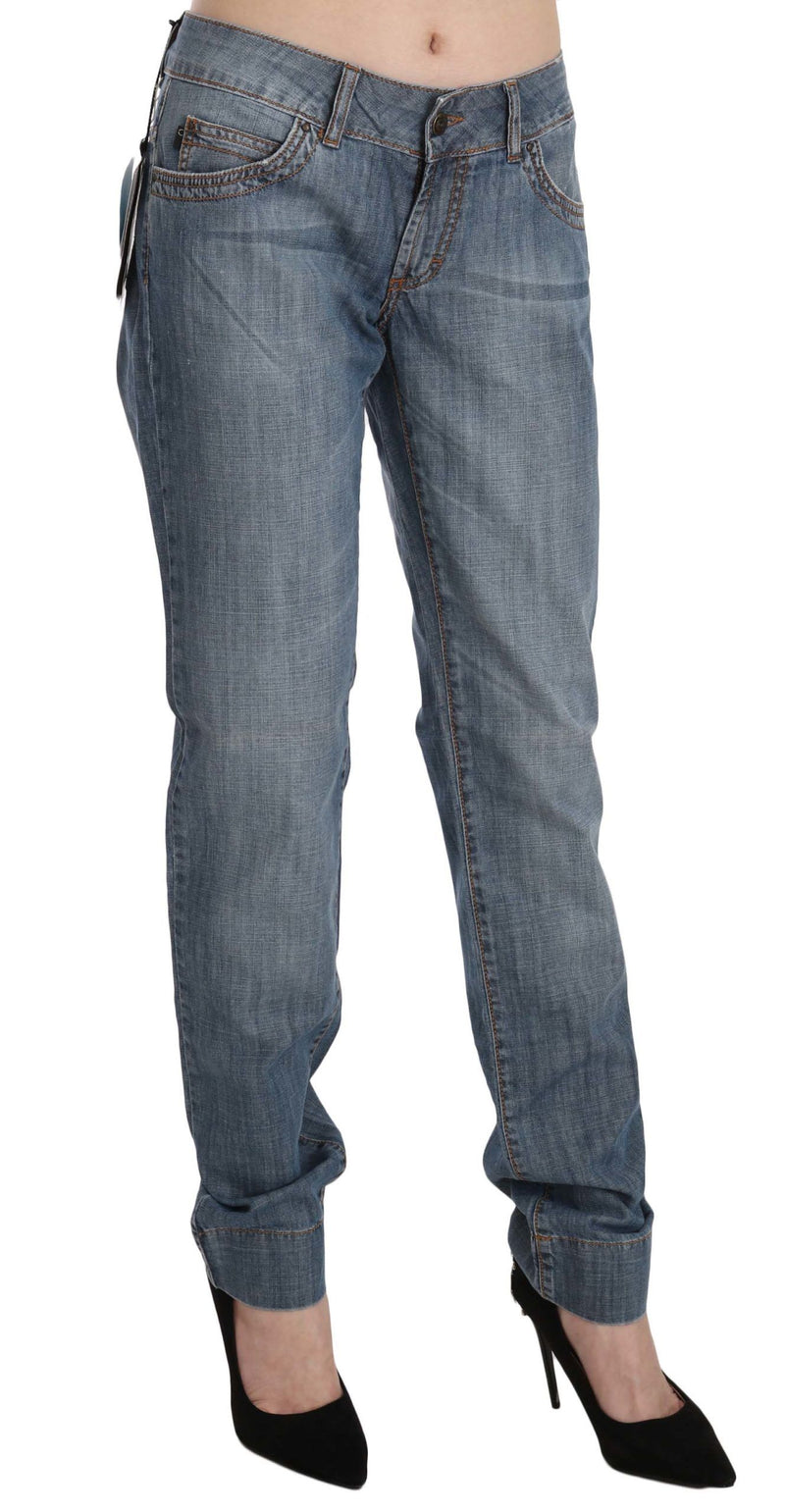 Chic Blue Washed Slim Fit Denim Jeans Just Cavalli