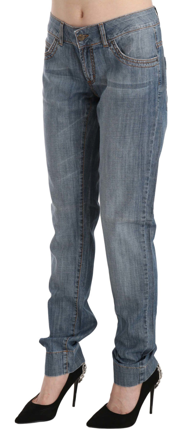 Chic Blue Washed Slim Fit Denim Jeans Just Cavalli