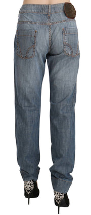 Chic Blue Washed Slim Fit Denim Jeans Just Cavalli