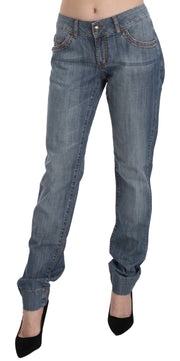 Chic Blue Washed Slim Fit Denim Jeans Just Cavalli