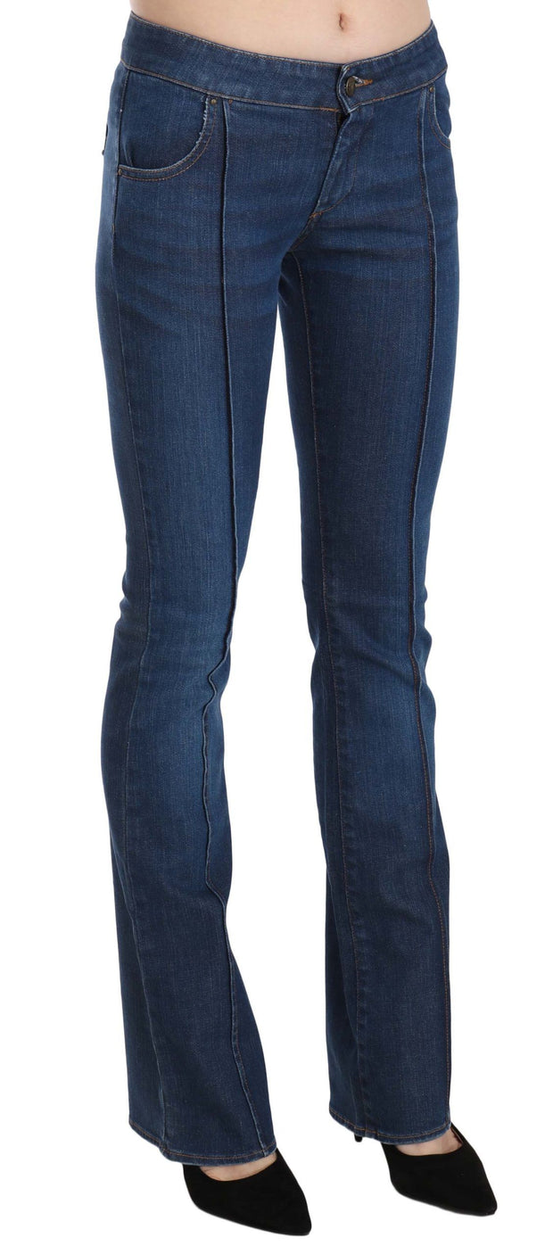 Chic Blue Washed Boot Cut Denim Pants Just Cavalli