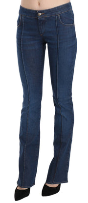 Chic Blue Washed Boot Cut Denim Pants Just Cavalli