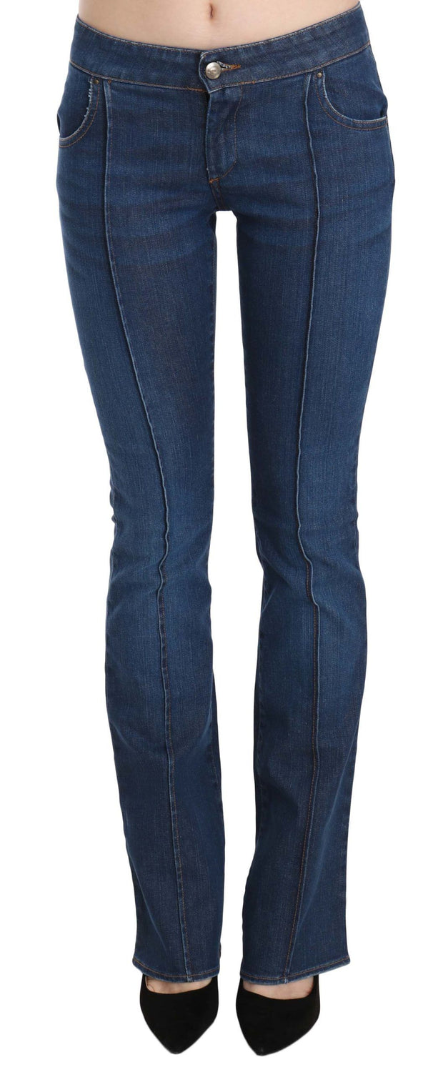 Chic Blue Washed Boot Cut Denim Pants Just Cavalli