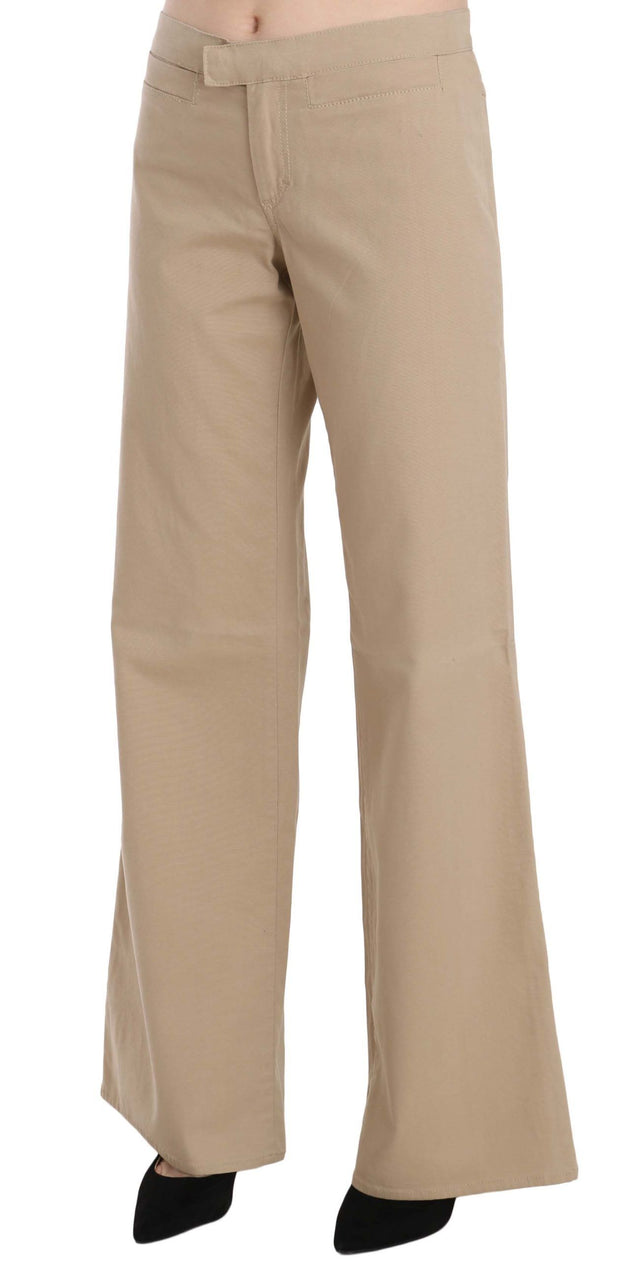 Beige Mid Waist Flared Luxury Trousers Just Cavalli