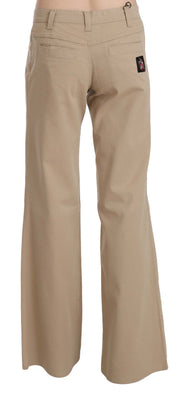 Beige Mid Waist Flared Luxury Trousers Just Cavalli