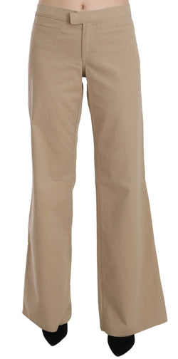 Beige Mid Waist Flared Luxury Trousers Just Cavalli