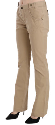 Beige Mid Waist Straight Leg Pants Just Cavalli