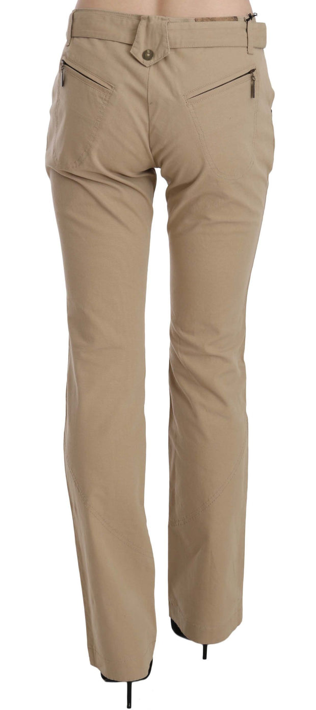 Beige Mid Waist Straight Leg Pants Just Cavalli