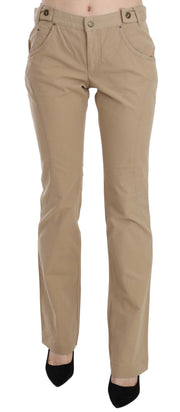 Beige Mid Waist Straight Leg Pants Just Cavalli