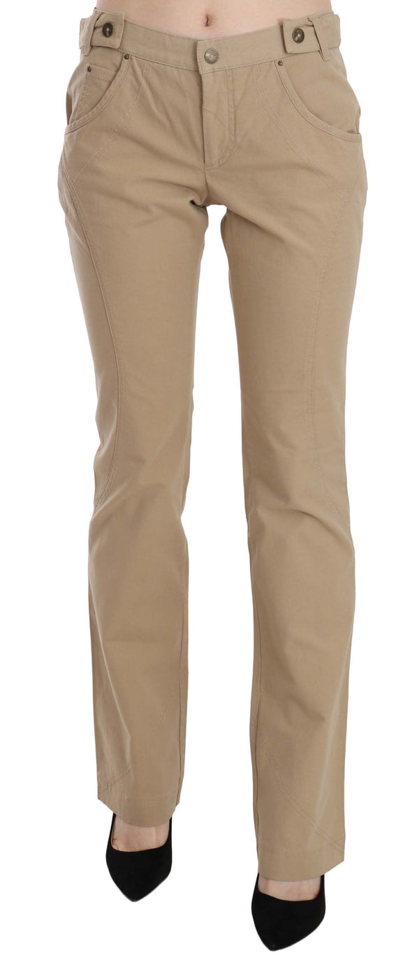 Beige Mid Waist Straight Leg Pants Just Cavalli