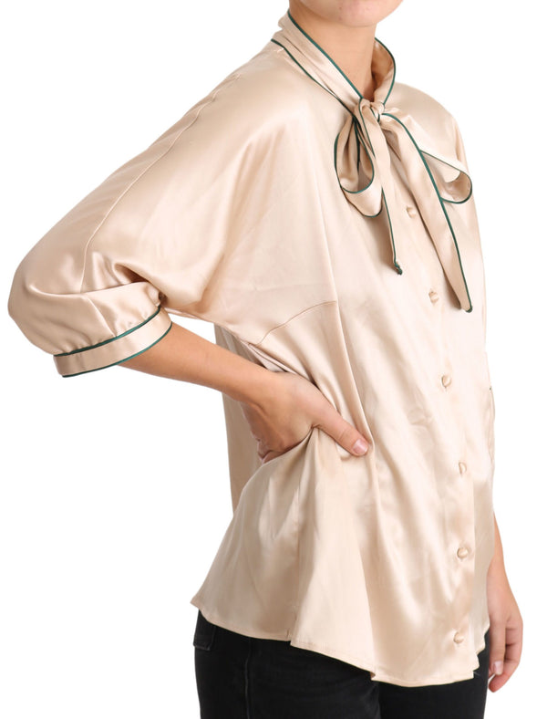 Elegant Beige Silk Blend Blouse Top Dolce & Gabbana