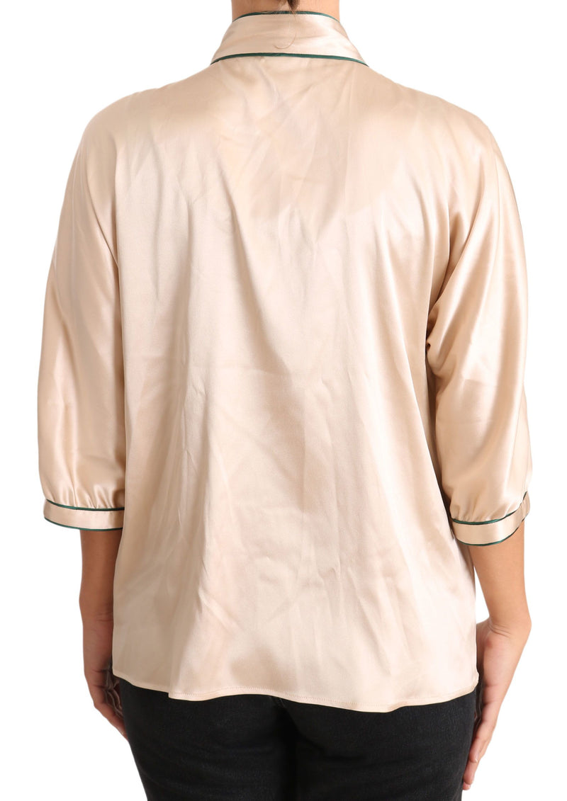 Elegant Beige Silk Blend Blouse Top Dolce & Gabbana