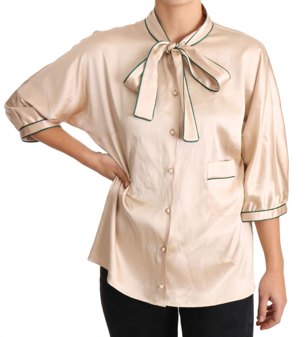 Elegant Beige Silk Blend Blouse Top Dolce & Gabbana